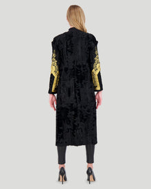 Select Lamb Short Coat With Embroidery | Black/Gold