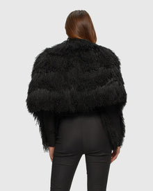 Select Lamb Stole with Grosgrain Ribbon | Black