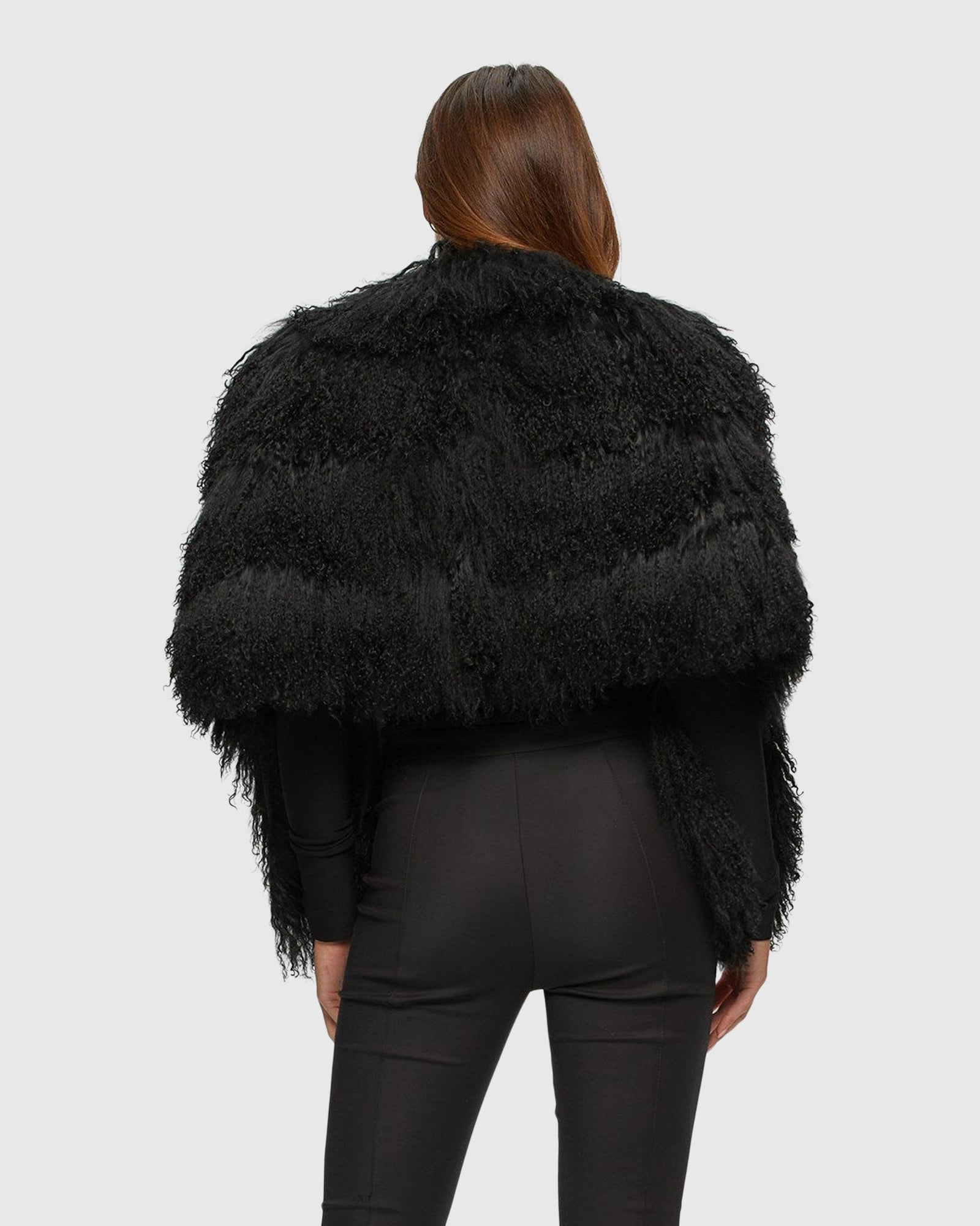 Select Lamb Stole with Grosgrain Ribbon | Black