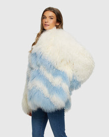 Select Mongolian Goat Jacket | White/Blue