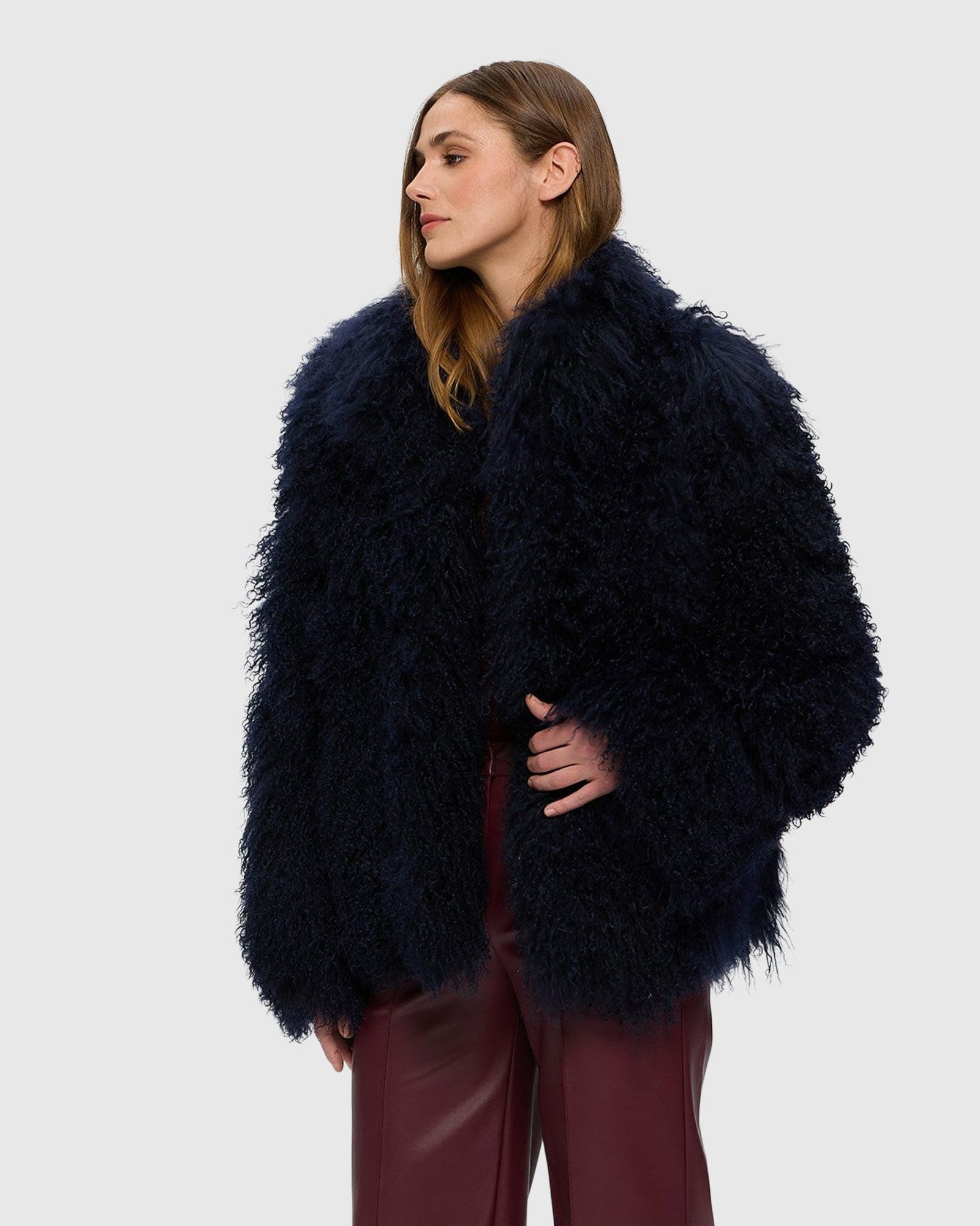 Select Mongolian Goat Jacket | Dark Blue