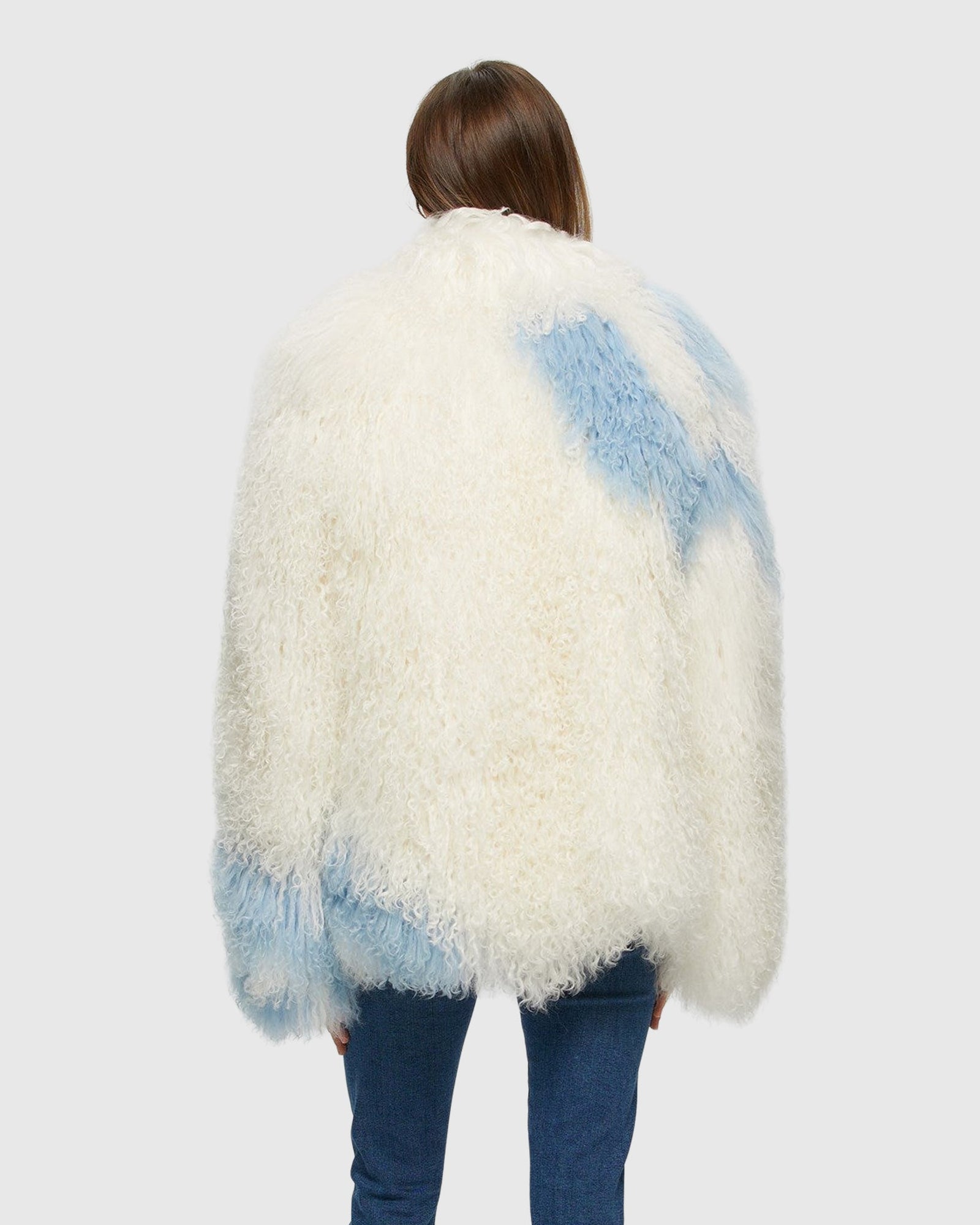 Select Mongolian Goat Jacket | White/Blue