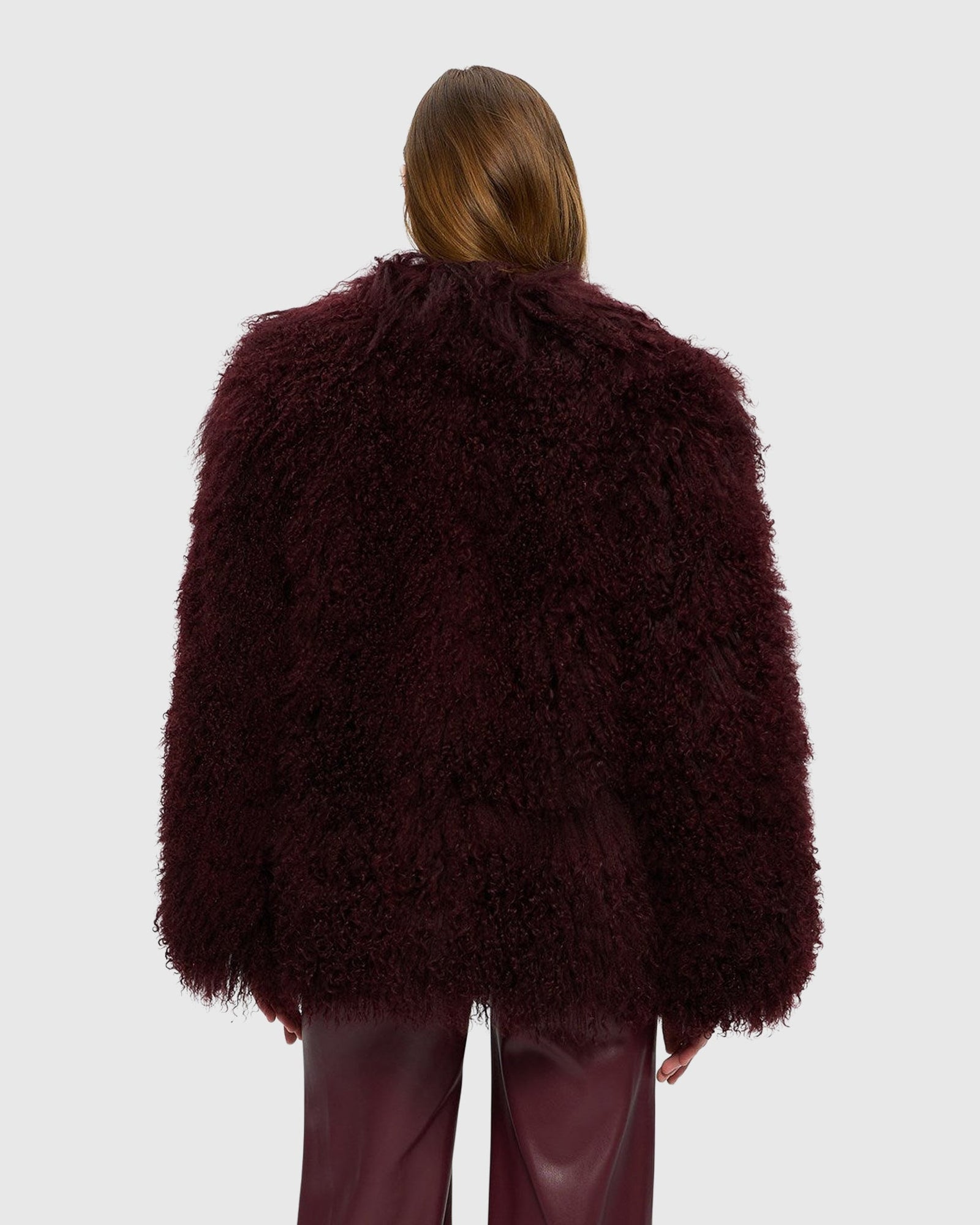 Select Mongolian Goat Jacket | Burgundy