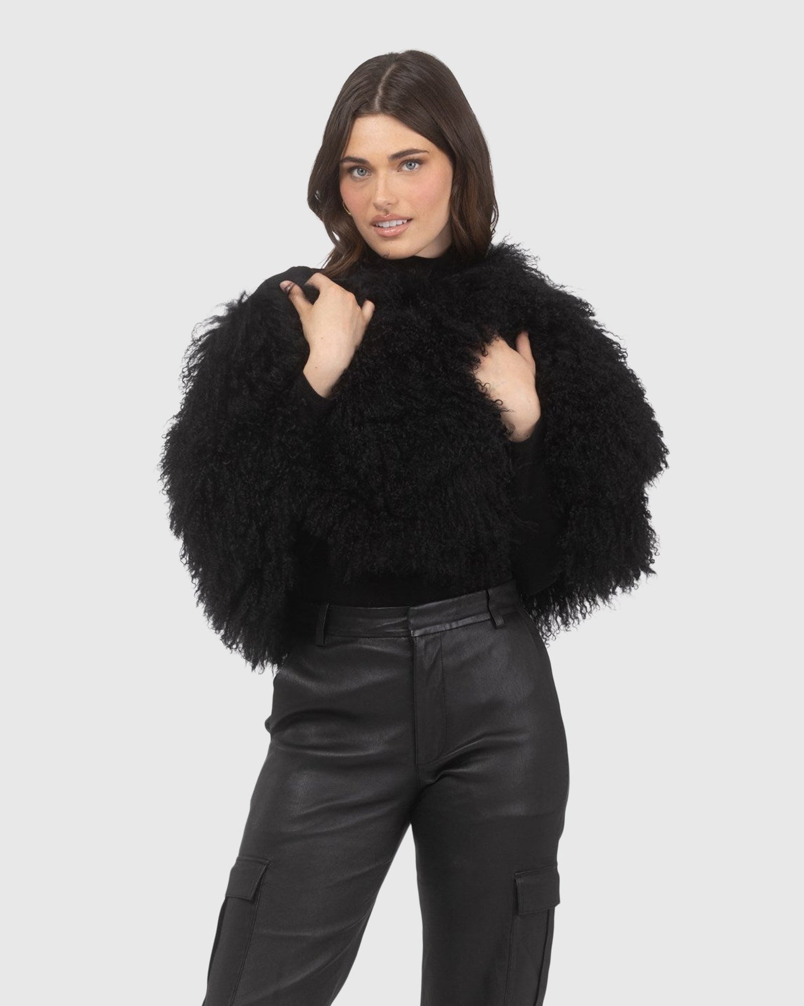 Select Mongolian Lamb Shawl | Black