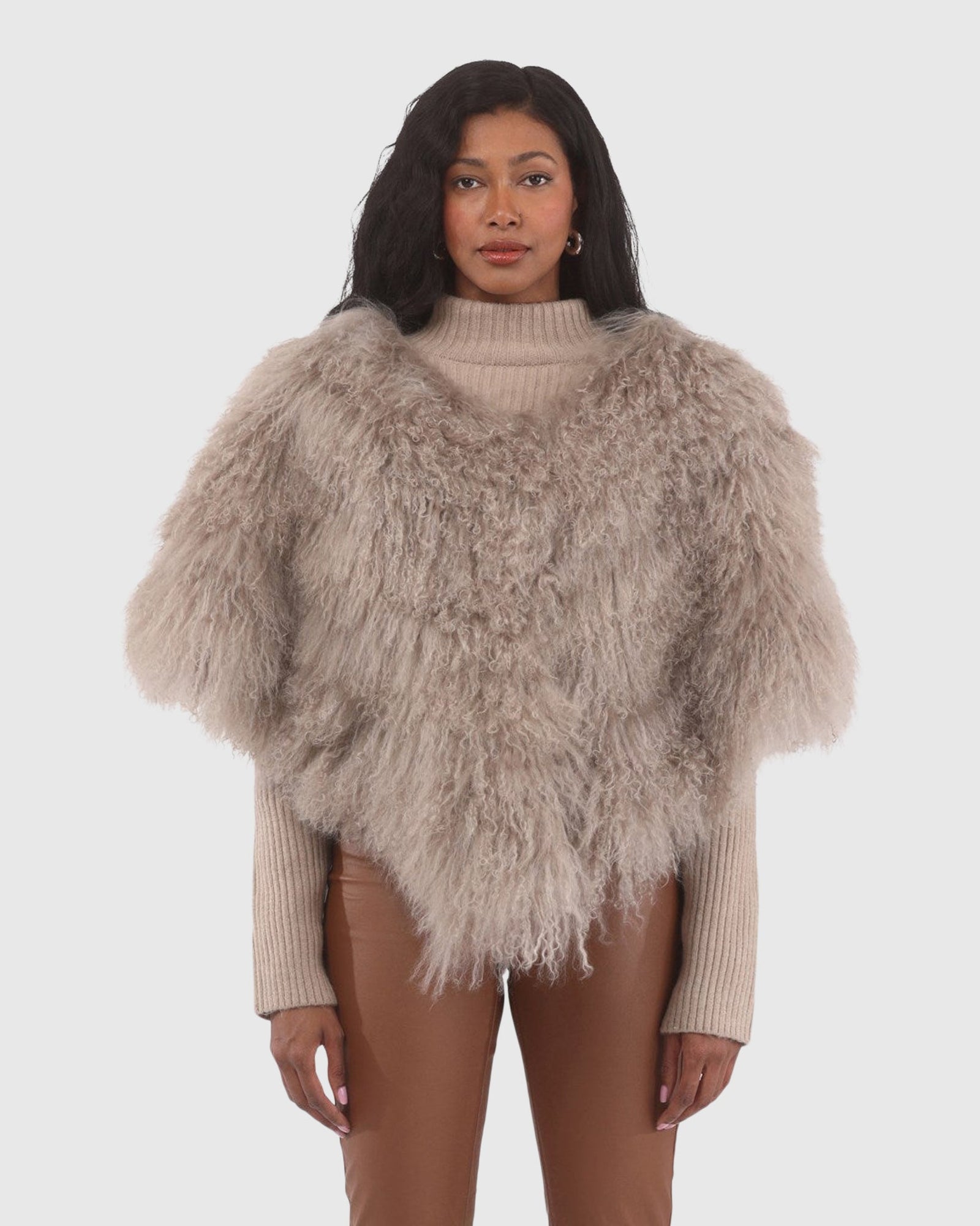 Select Mongolian Lamb Shawl | Silver Blue