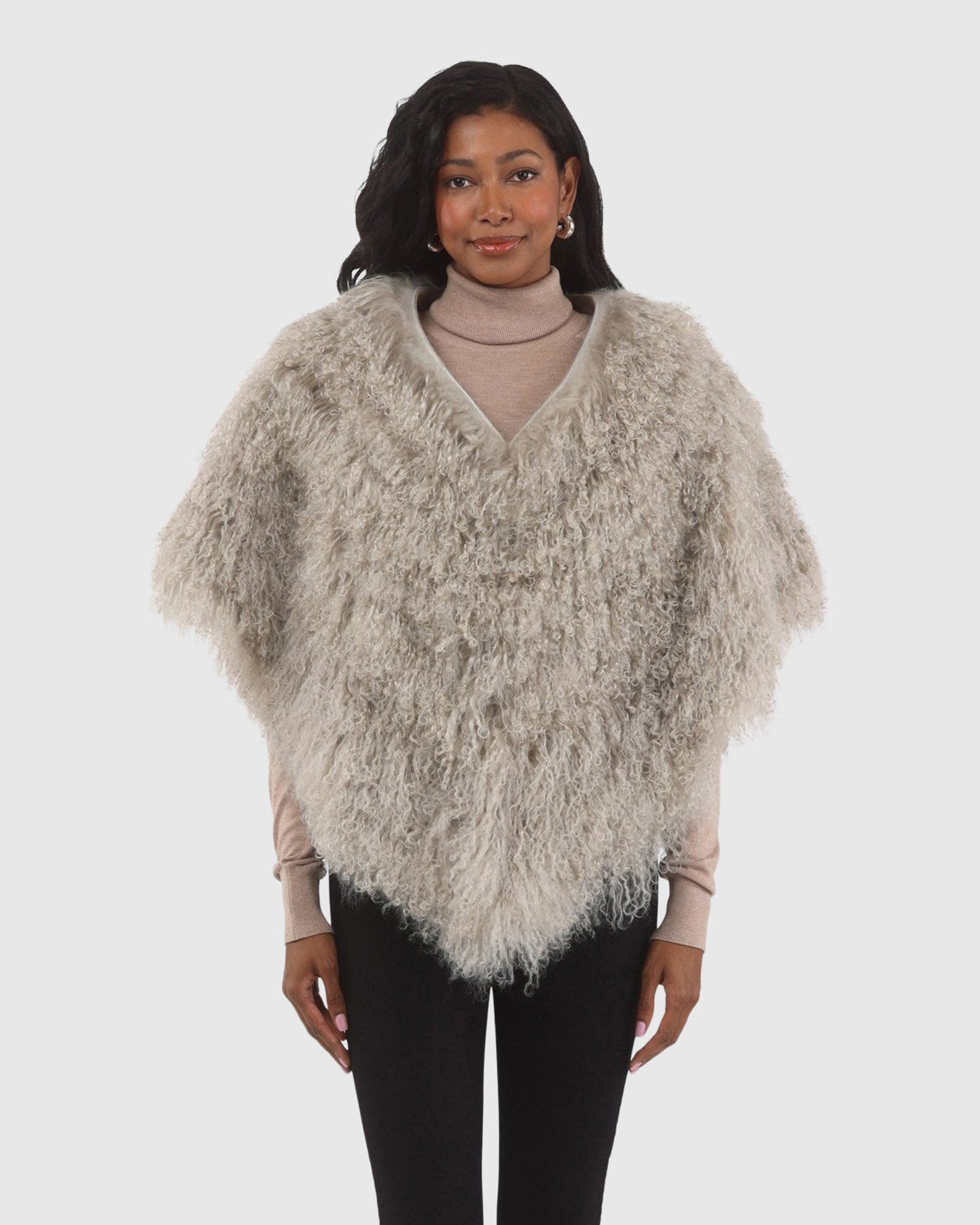 Select Mongolian Lamb Shawl | Light Gray