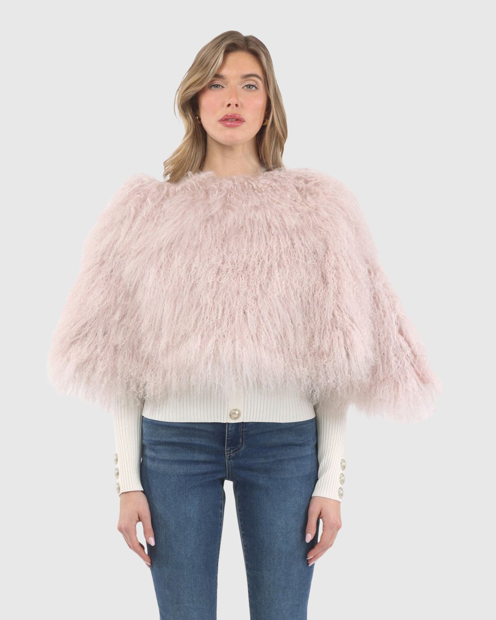 Select Mongolian Lamb Shawl | Pink