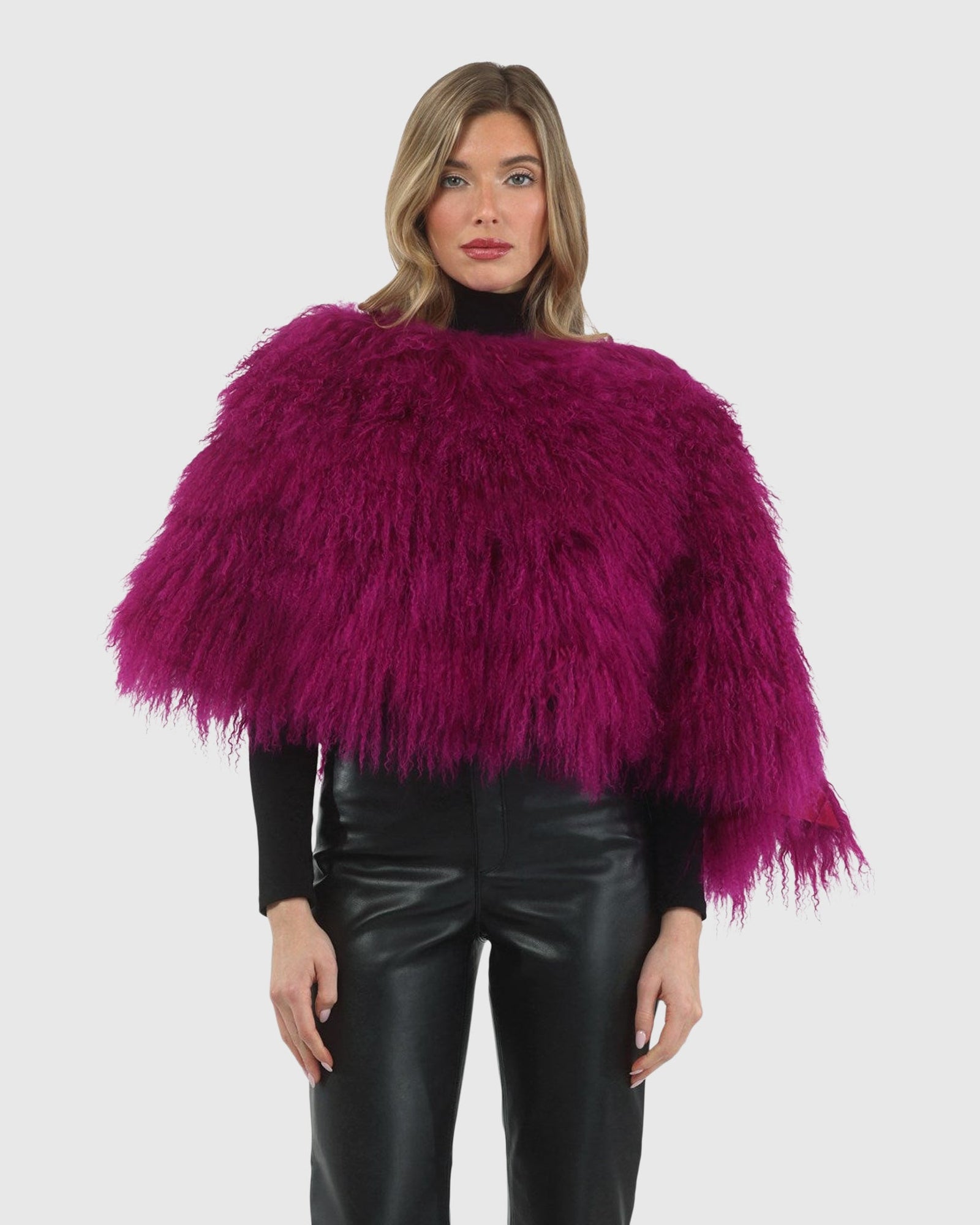 Select Mongolian Lamb Shawl | Fuschia