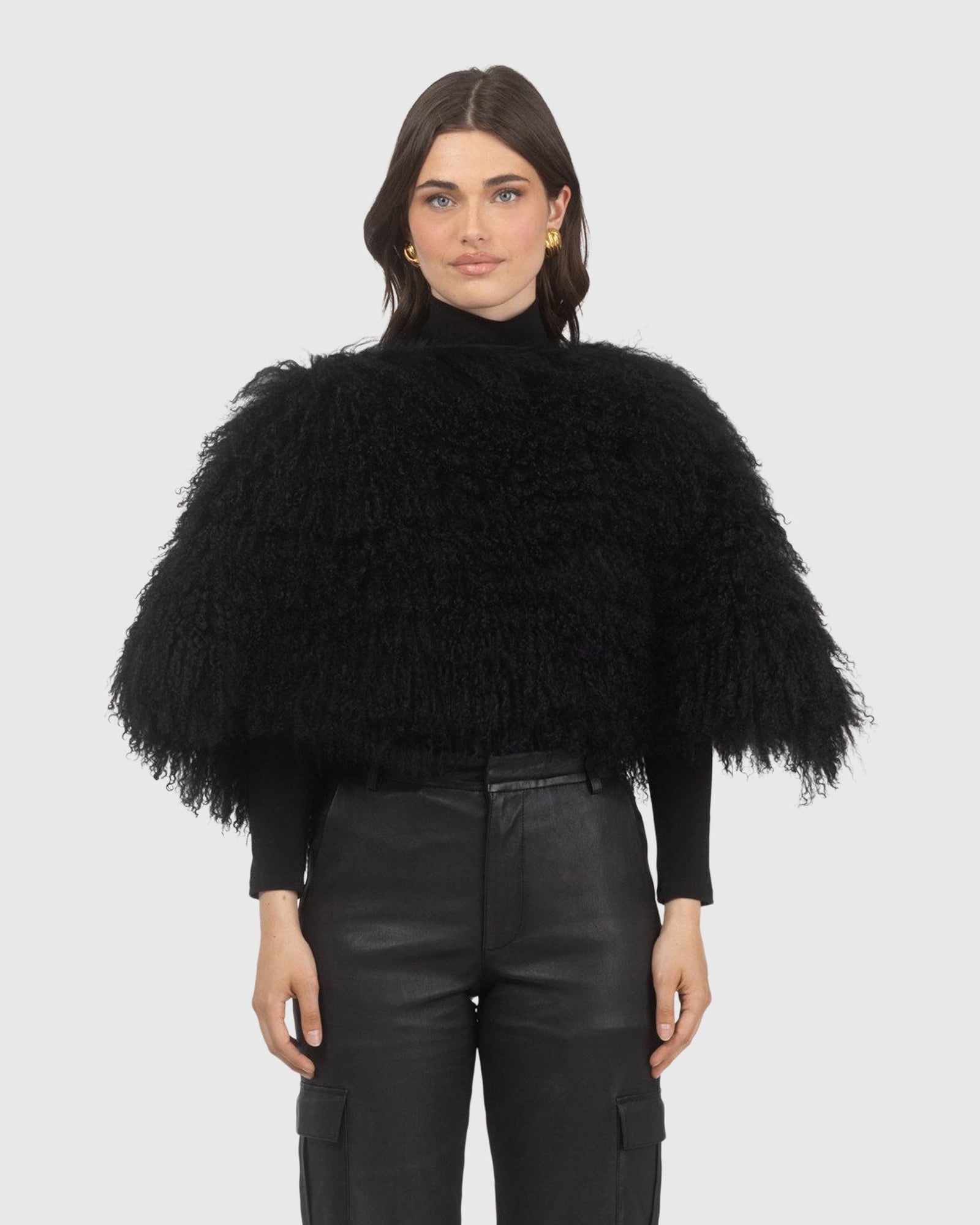 Select Mongolian Lamb Shawl | Black