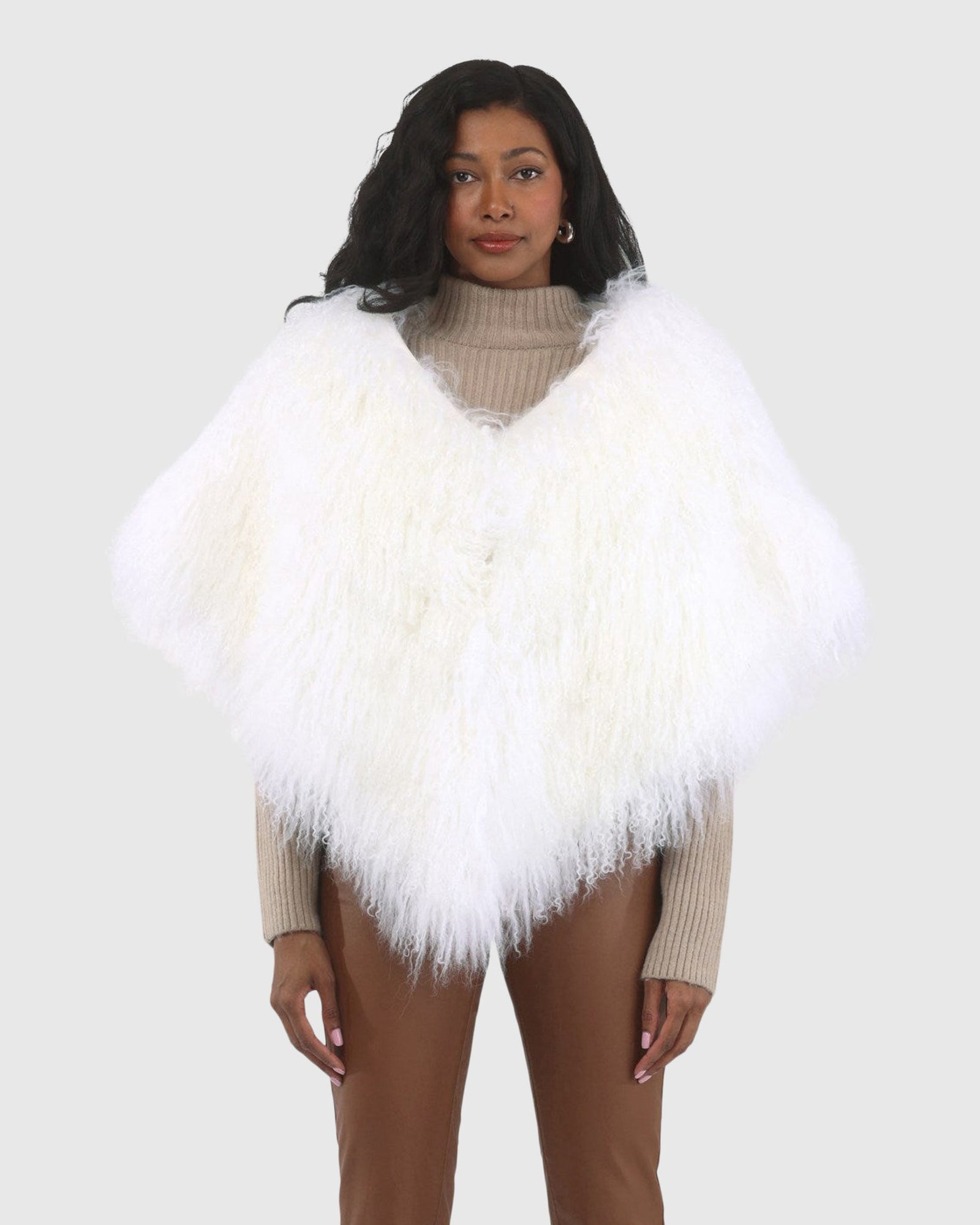 Select Mongolian Lamb Shawl | White