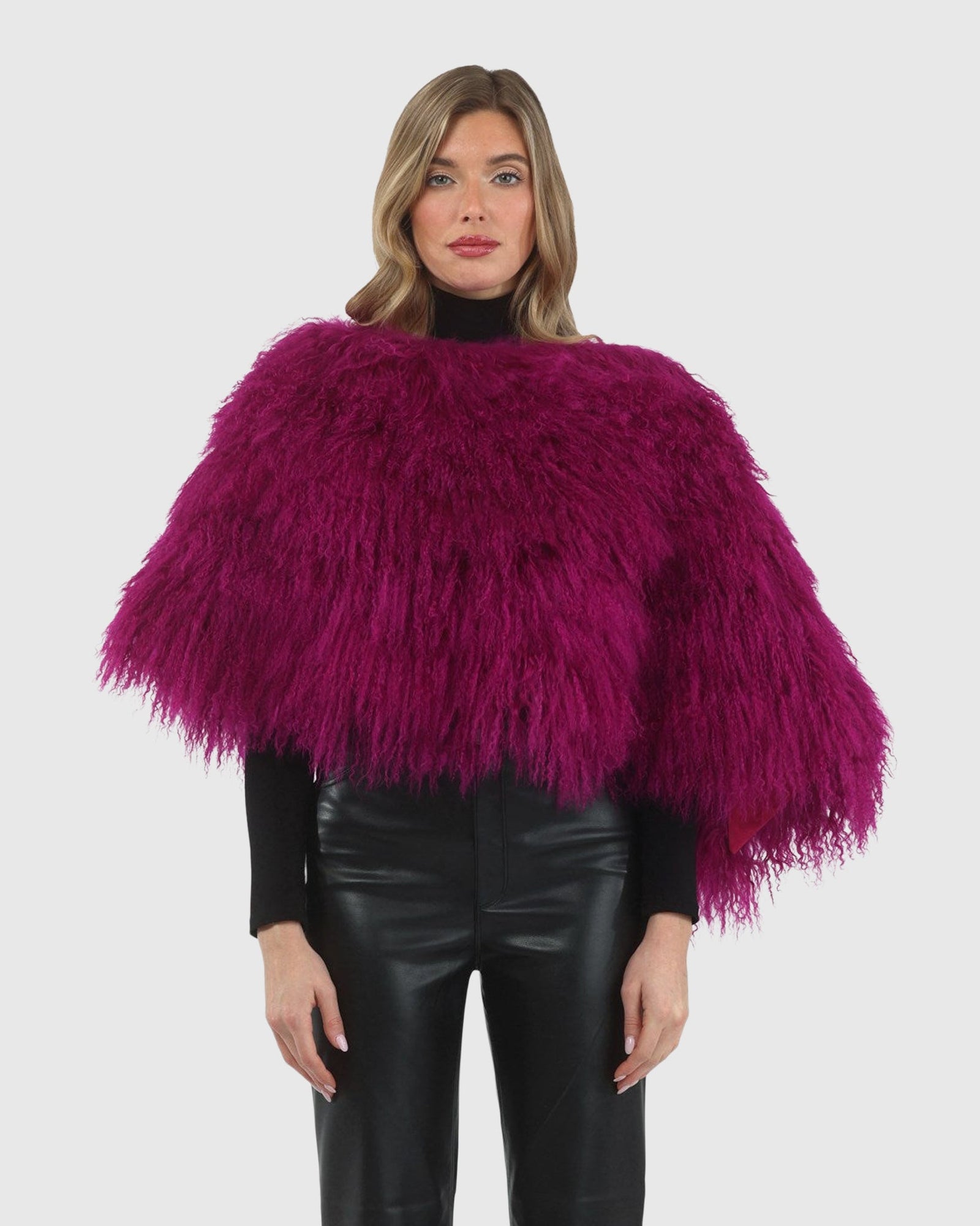 Select Mongolian Lamb Shawl | Fuschia