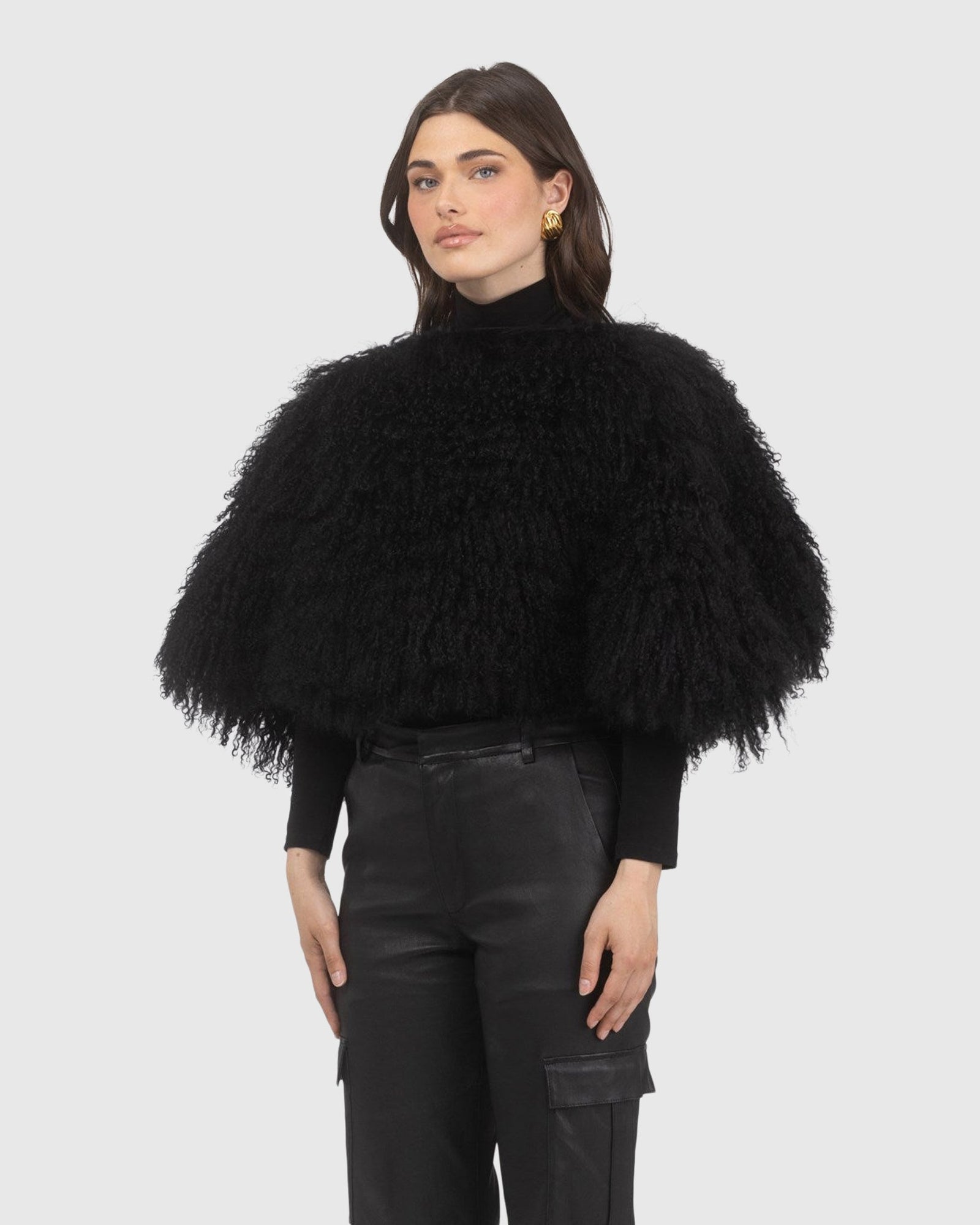 Select Mongolian Lamb Shawl | Black