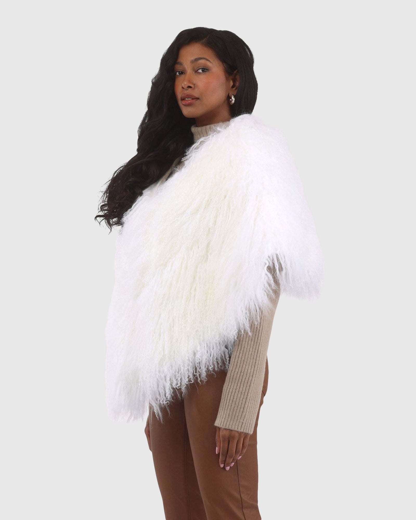 Select Mongolian Lamb Shawl | White