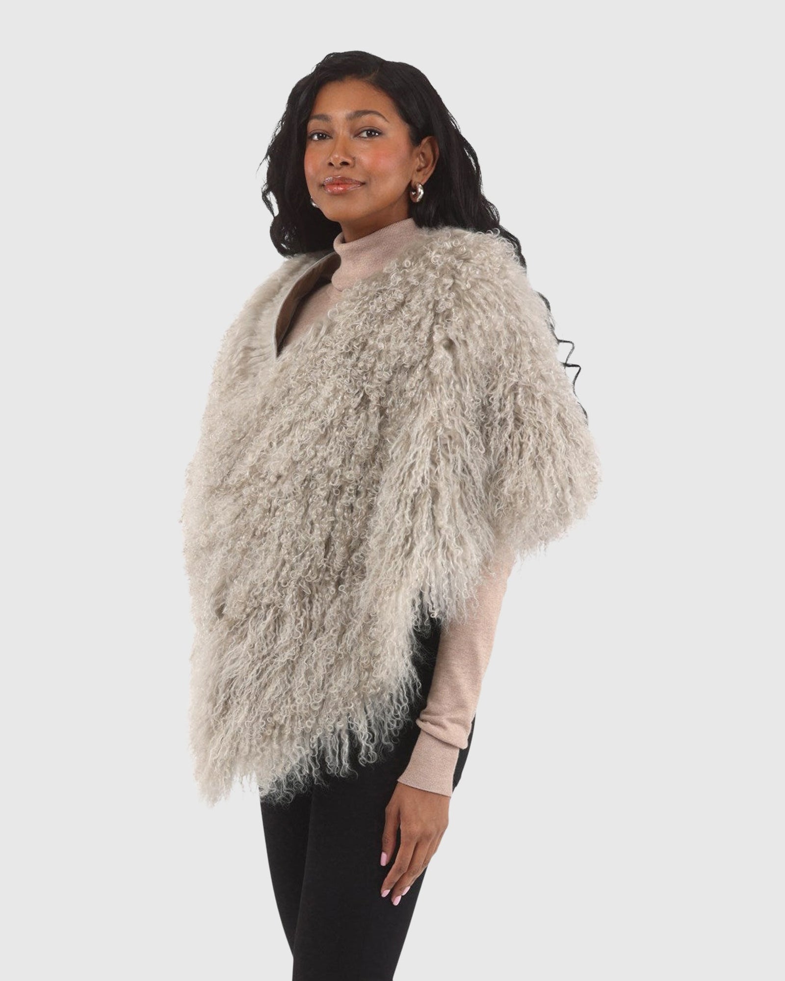 Select Mongolian Lamb Shawl | Light Gray