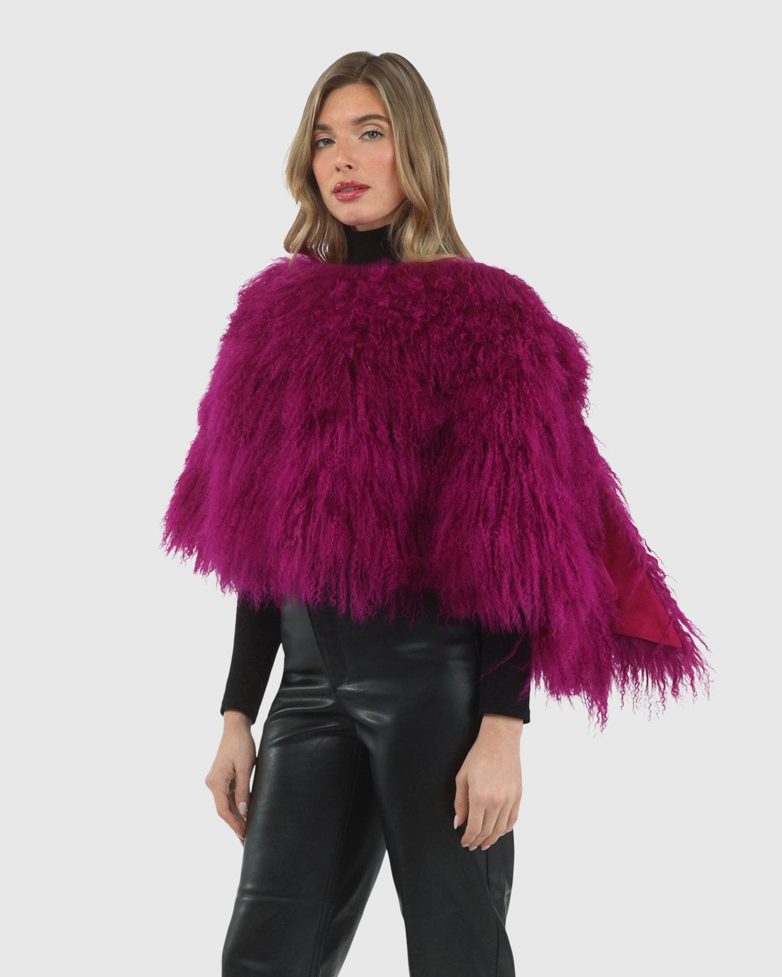 Select Mongolian Lamb Shawl | Fuschia