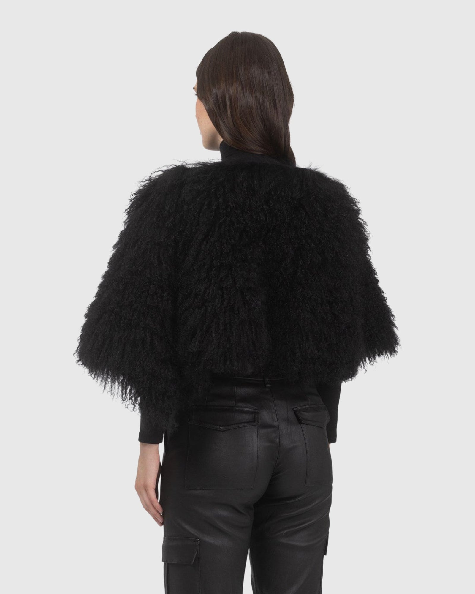 Select Mongolian Lamb Shawl | Black