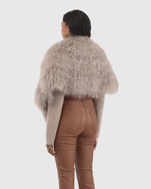 Select Mongolian Lamb Shawl | Silver Blue