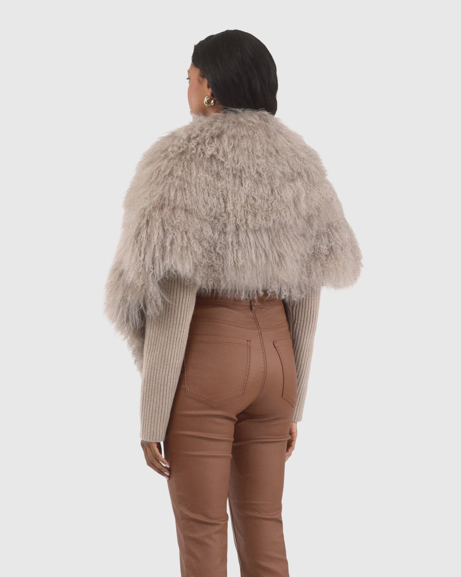 Select Mongolian Lamb Shawl | Silver Blue