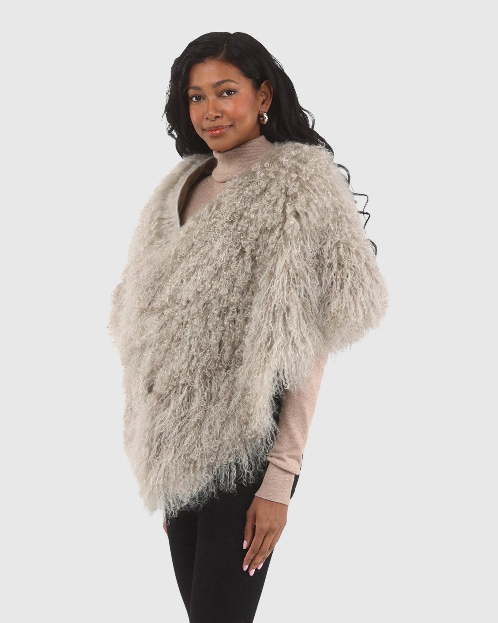 Select Mongolian Lamb Shawl | Light Gray