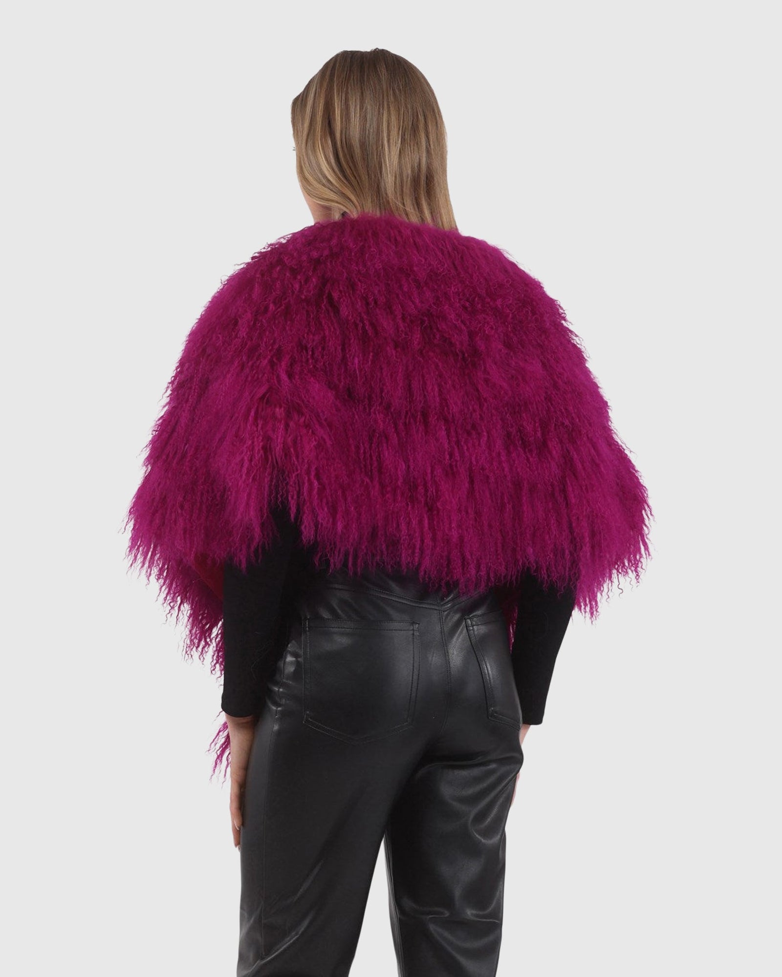 Select Mongolian Lamb Shawl | Fuschia