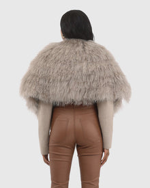 Select Mongolian Lamb Shawl | Silver Blue