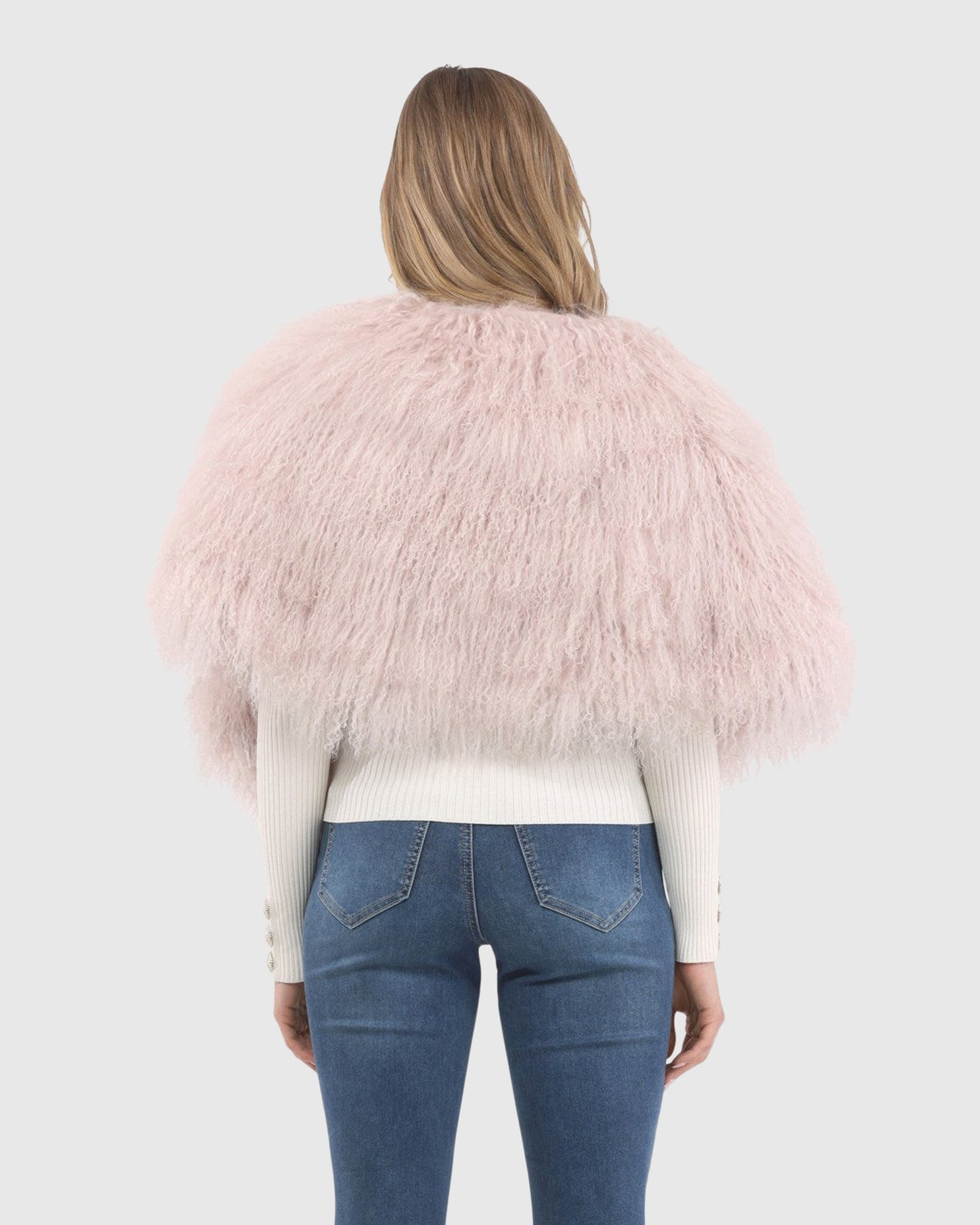 Select Mongolian Lamb Shawl | Pink