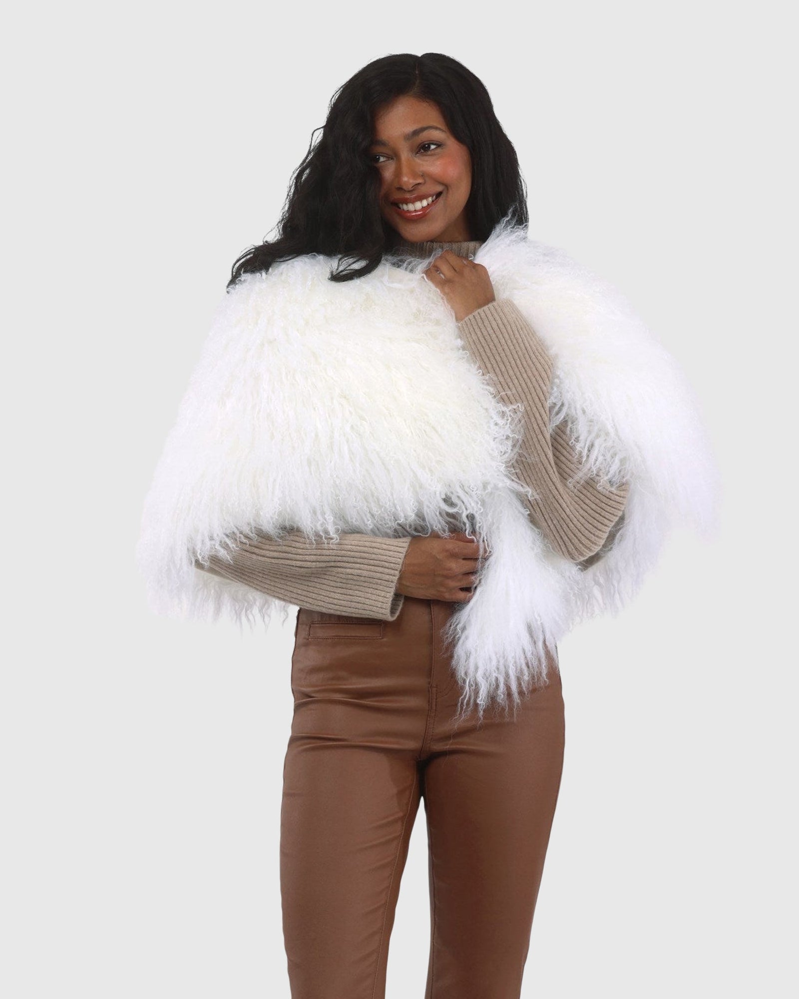 Select Mongolian Lamb Shawl | White