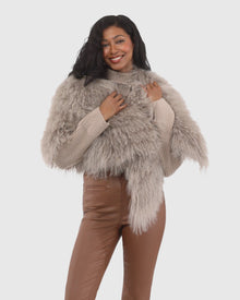 Select Mongolian Lamb Shawl | Silver Blue