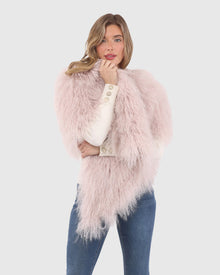 Select Mongolian Lamb Shawl | Pink