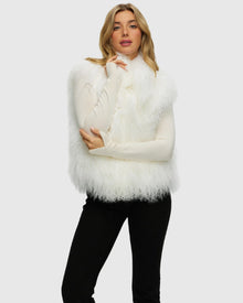 Select Mongolian Lamb Vest | White