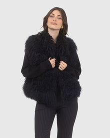 Select Mongolian Lamb Vest | Navy