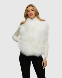 Select Mongolian Lamb Vest | White