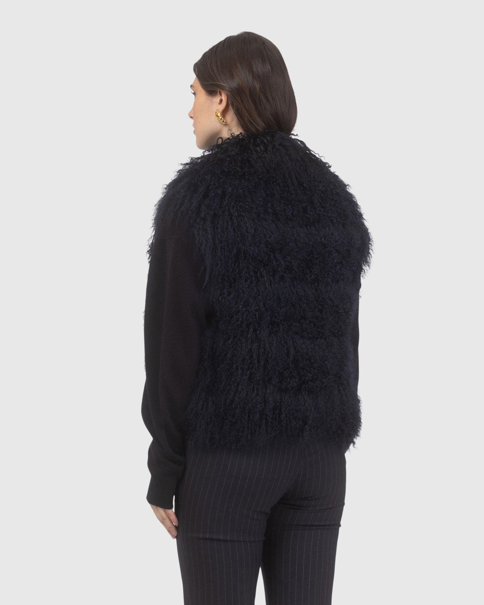 Select Mongolian Lamb Vest | Navy