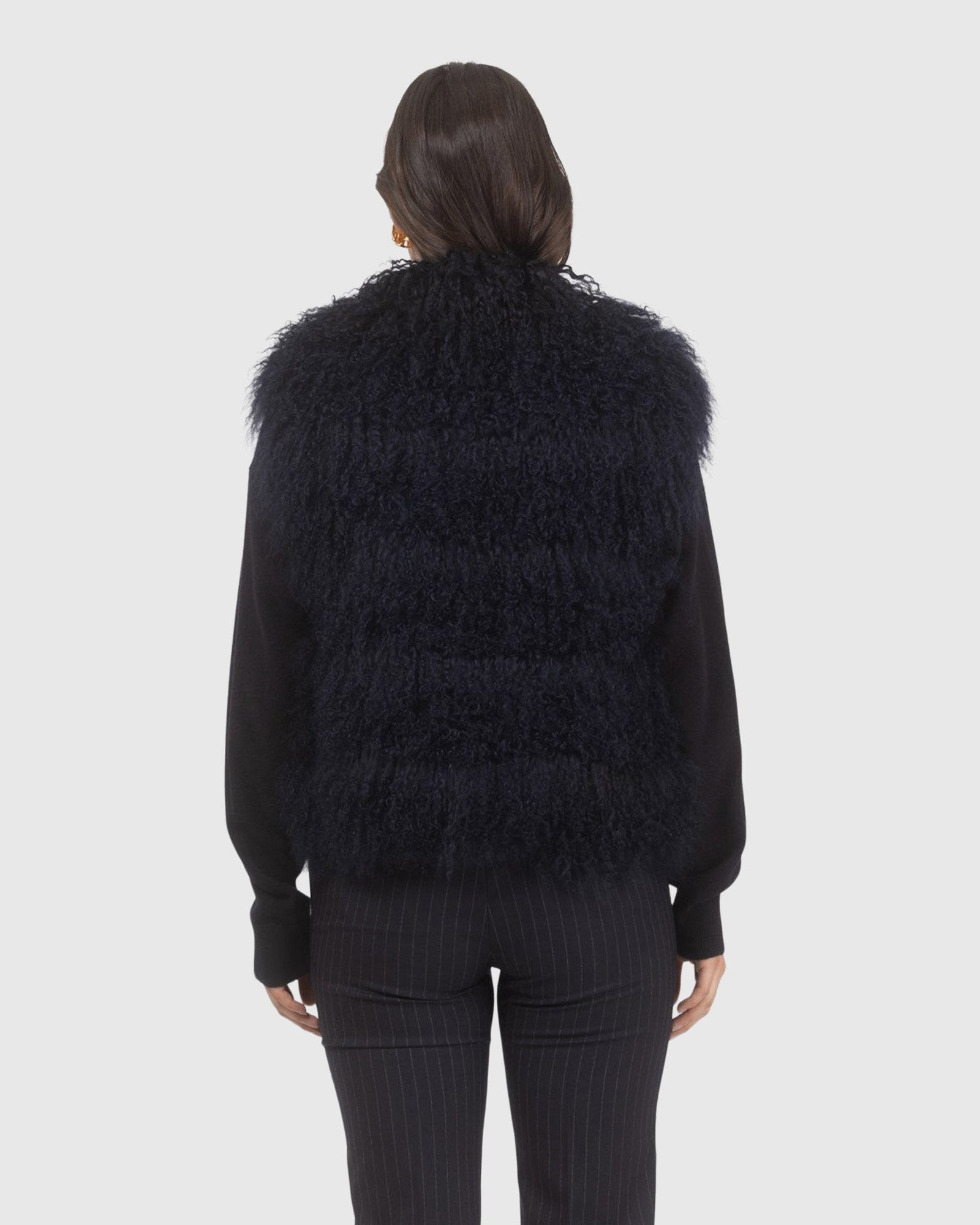 Select Mongolian Lamb Vest | Navy