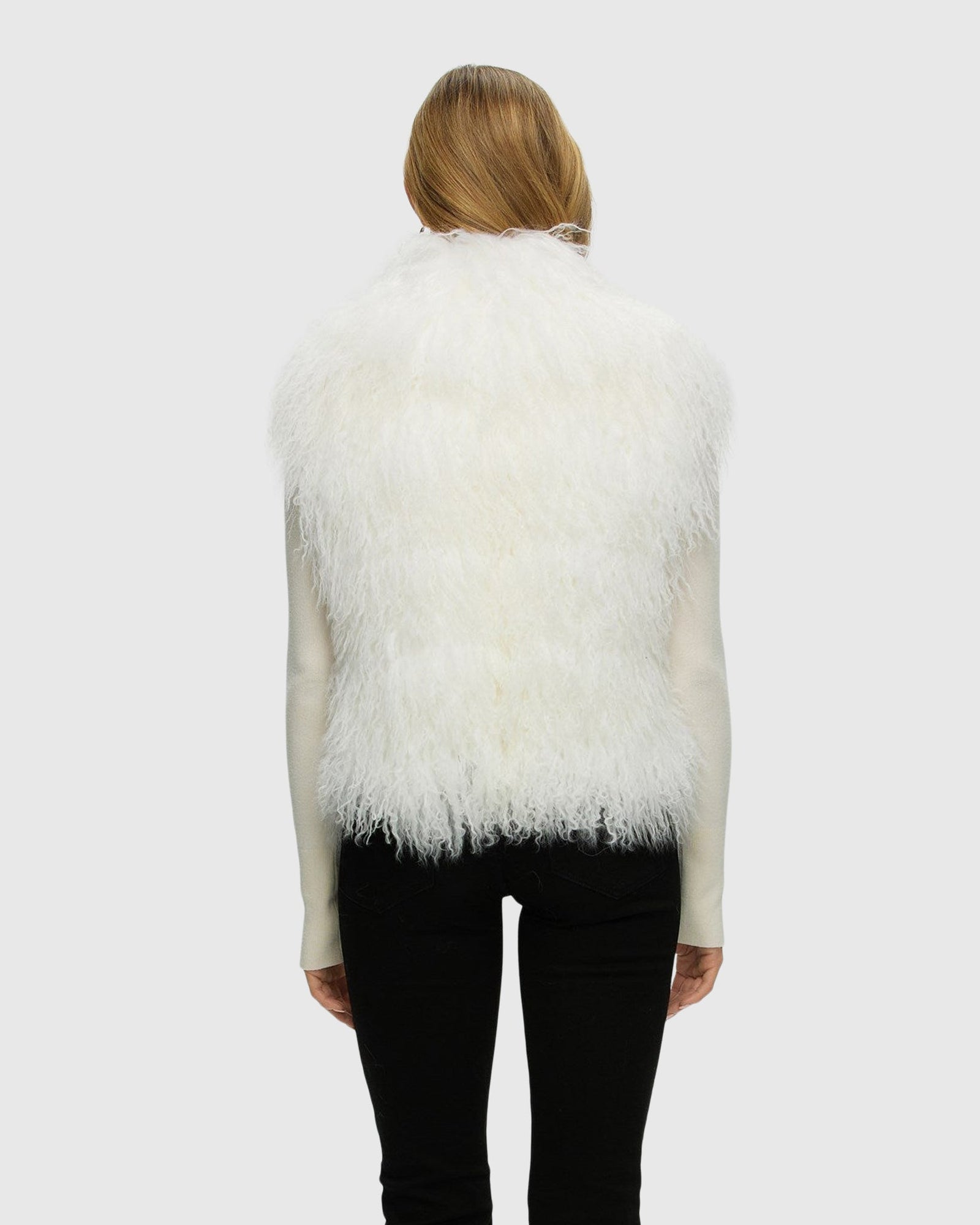 Select Mongolian Lamb Vest | White