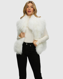 Select Mongolian Lamb Vest | White