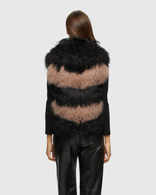 Select Mongolian Lamb Vest With Nylon Trim | Black/Pink