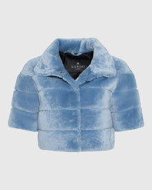Select Shearling Lamb Bolero with Cropped Sleeves | Sky Blue