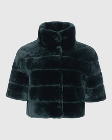 Select Shearling Lamb Bolero With Cropped Sleeves | Emerald