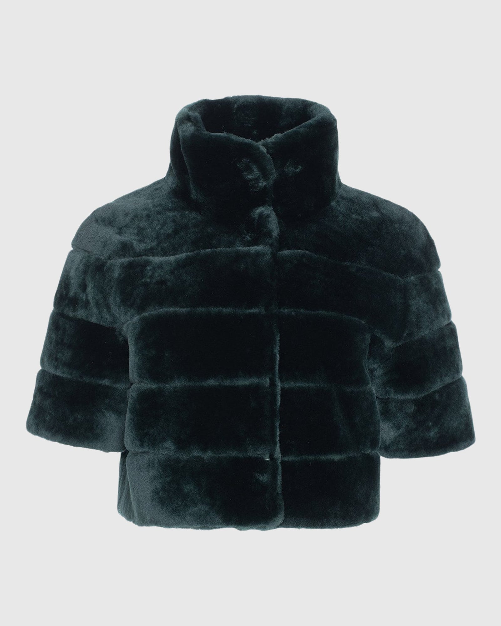 Select Shearling Lamb Bolero With Cropped Sleeves | Emerald