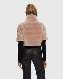 Select Shearling Lamb Bolero with Cropped Sleeves | Blush