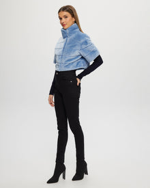 Select Shearling Lamb Bolero with Cropped Sleeves | Sky Blue