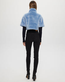 Select Shearling Lamb Bolero with Cropped Sleeves | Sky Blue
