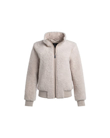 Select Shearling Lamb Bomber Jacket With Leather Trim | Women | Cream