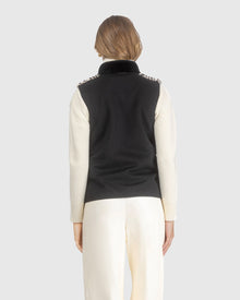 Select Shearling Lamb Chevron Grooved Zip Vest With Loro Piana Wool Back | Cream/Black