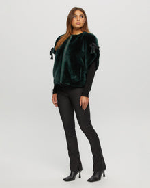 Select Shearling Lamb Collarless Short Sleeve Jacket | Women | Emerald