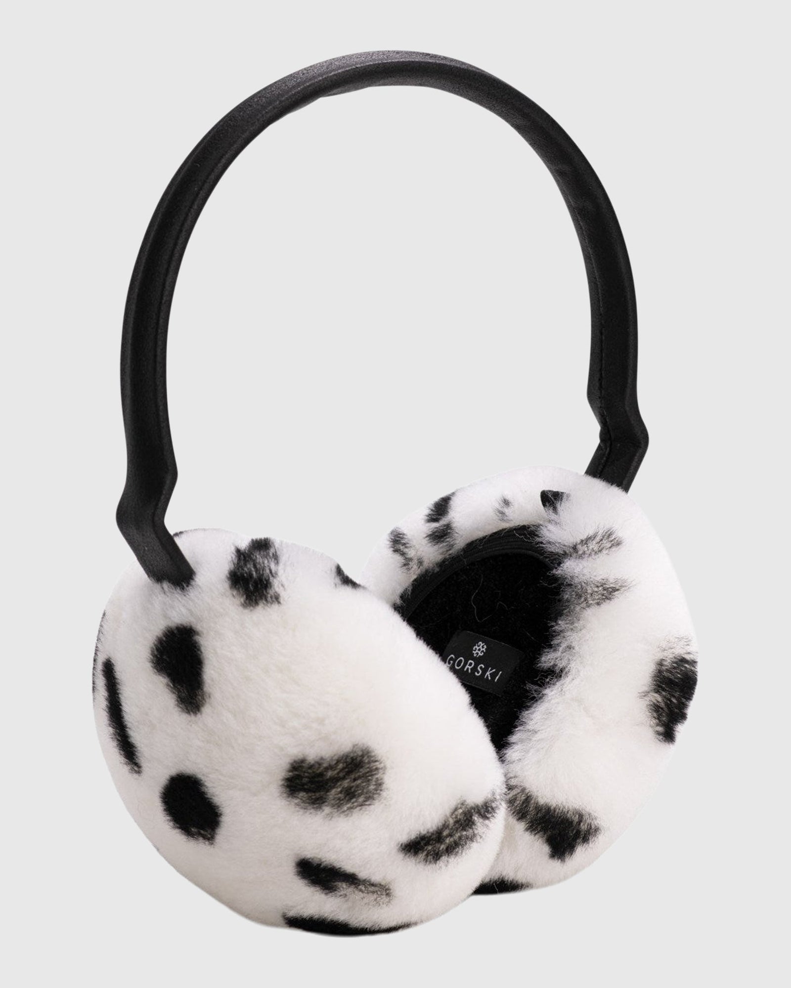 Shearling Lamb Earmuffs | White/Black Spotted