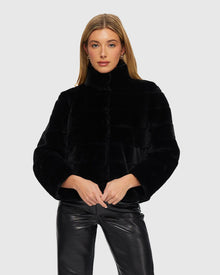 Select Shearling Lamb Horizontal Jacket | Black