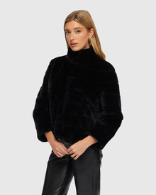 Select Shearling Lamb Horizontal Jacket | Black