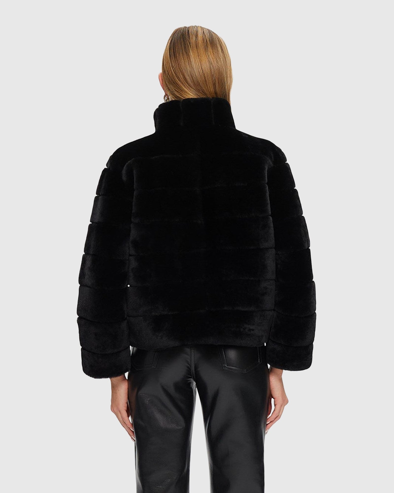 Select Shearling Lamb Horizontal Jacket | Black